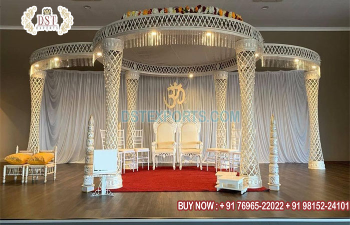 Elegant Look White Crystal Mandap Decoration