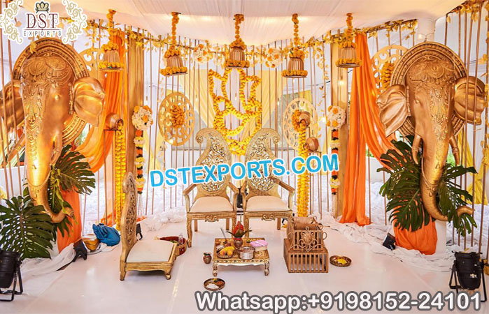 Royal Wedding Mandap Decor Elephant Panels