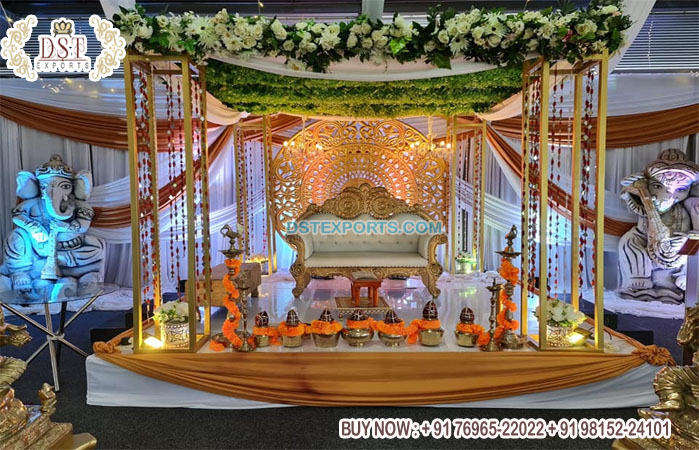 Modern Wedding Indoor Metal Mandap Setup