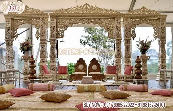 Outdoor Bollywood Theme Wedding Mandap Setup