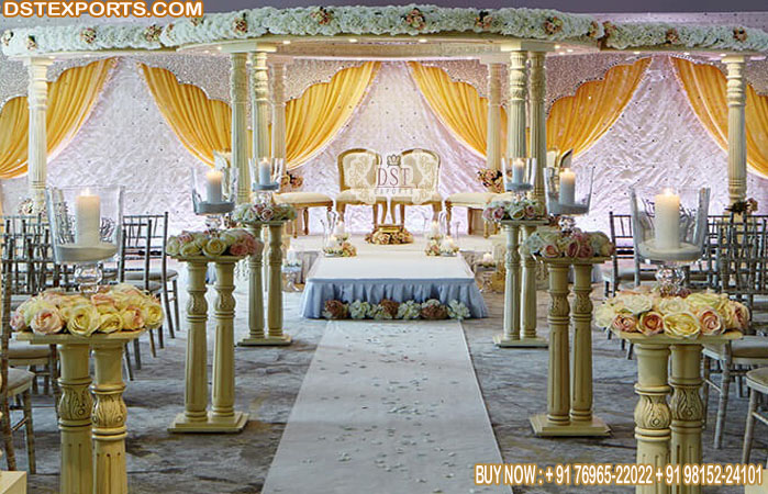 Stunning Indoor Double Pole Mandap Decoration