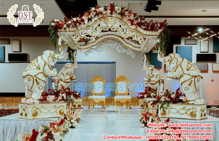 White Palace Elephant Theme Wedding Mandap