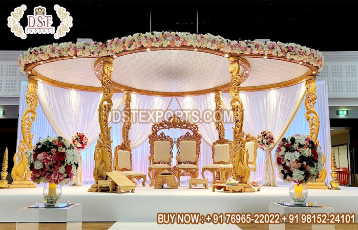 Traditional Wedding Paisley Wooden Mandap Setup