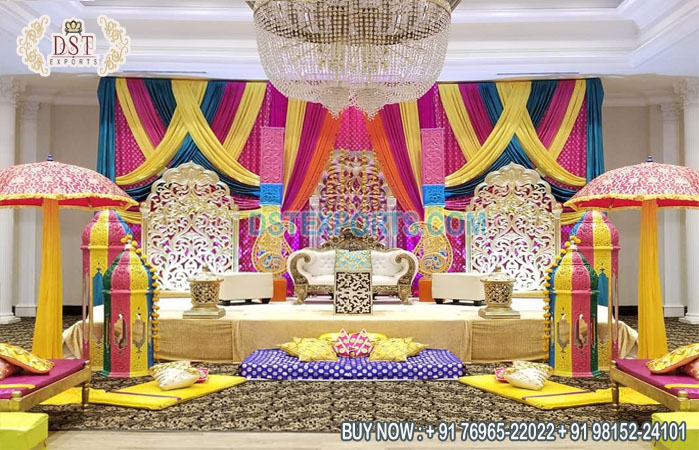 Amazing Mehndi & Sangeet Night Stage Decoration