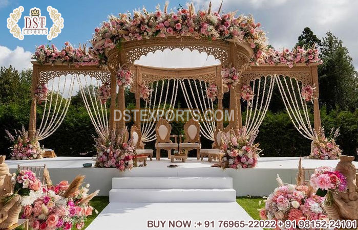 Indian Wedding Wooden Look FRP Mandap in Outdoor