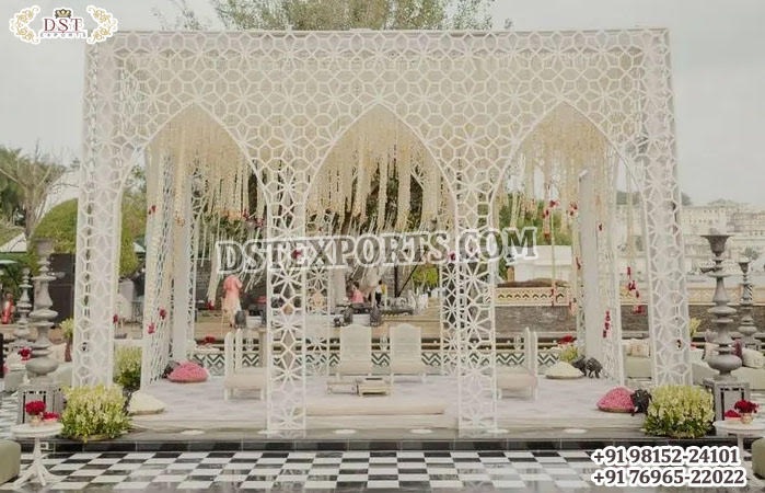 Outdoor Destination Wedding Metal Jali Mandap