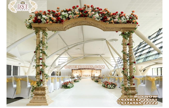 Hindu Wedding Wooden Double Pole Welcome Gate