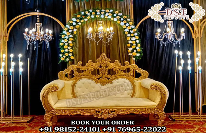 Royal Heavy Carved Maharaja Loveseat For Wedding