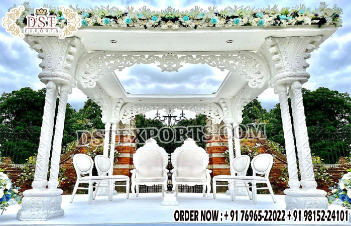 Classy Outdoor Wedding Triple Pillars Mandap