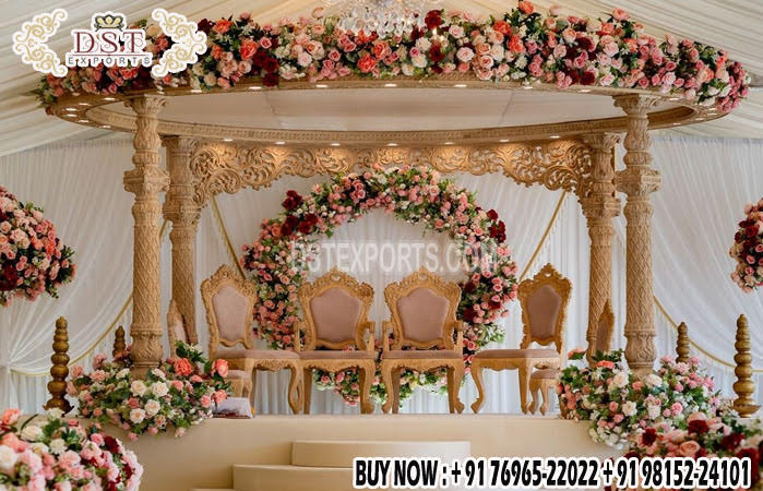 Exclusive Indoor Wedding Wooden Carved Mandap