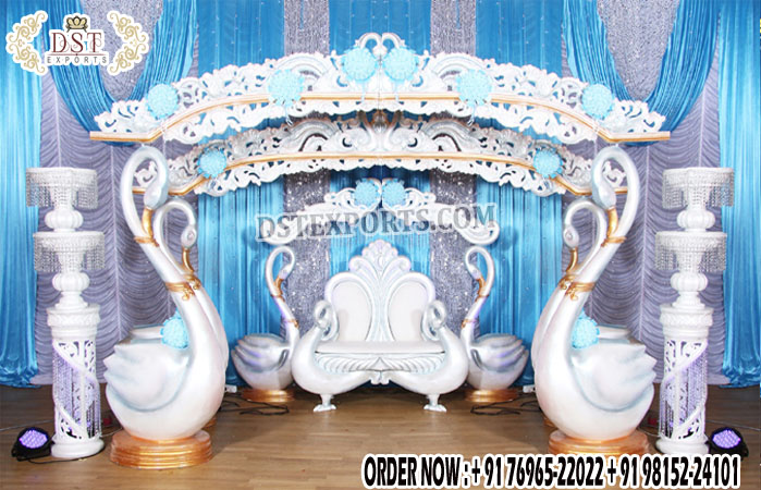 Stylish Swan Mandap For Unique Theme Weddings