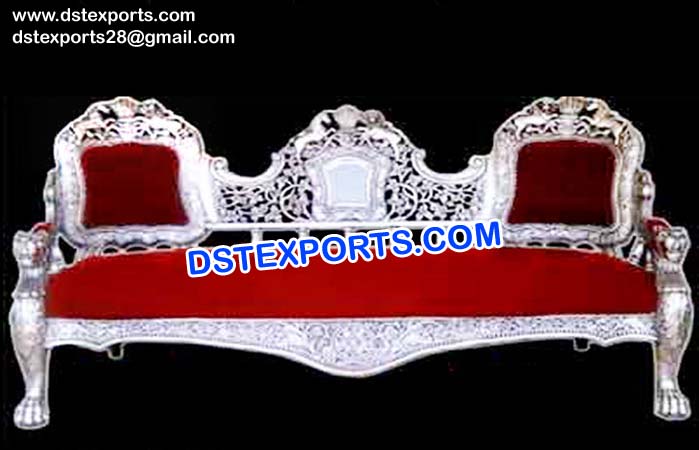 Wedding Silver Carved Love Sofa