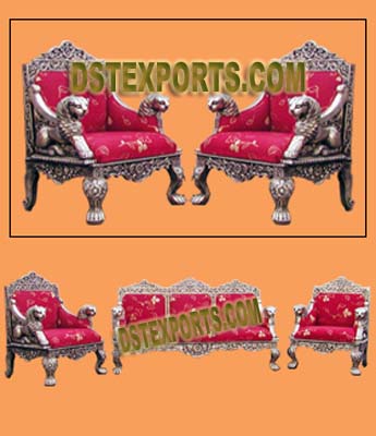 Wedding Red Silver Sofa Set