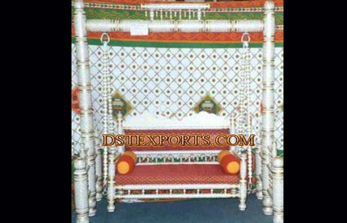 Wedding White And Golden Sankheda Swing Set