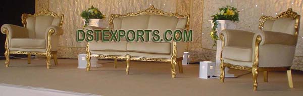 DECORATED WEDDING GOLDEN SOFA