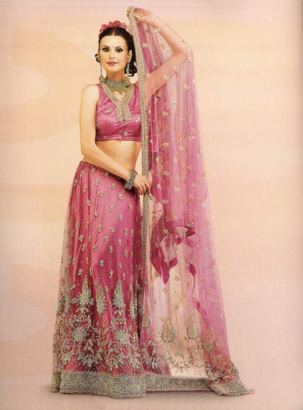 Wedding Dark Pink Net Lehenga