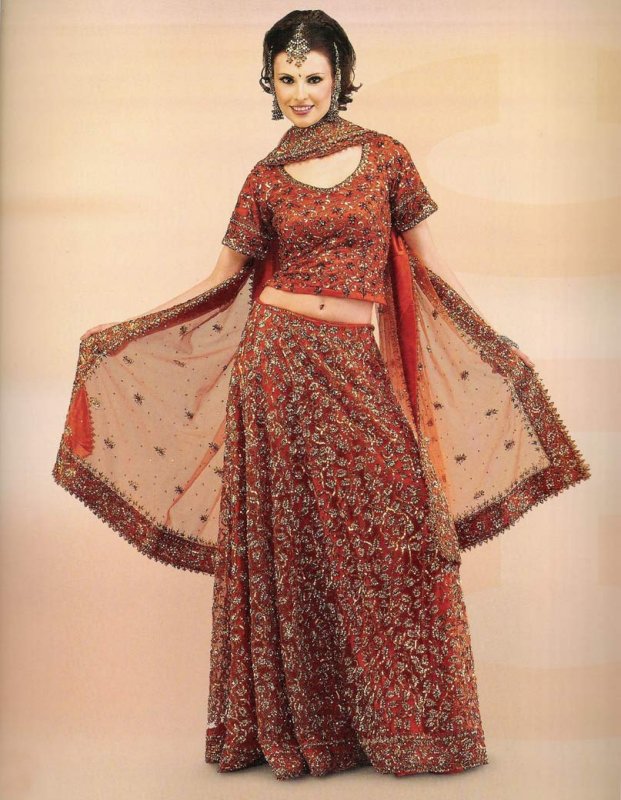 Asian Bridal Red Net Lehenga