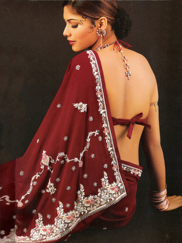 wedding Maroon Georgette Saree