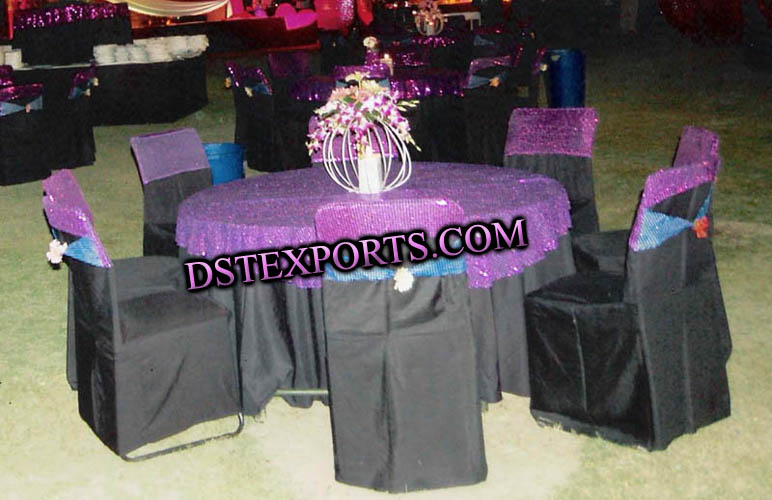 WEDDING BLACK CHIR COVER WITH SKY BLUE SASHE