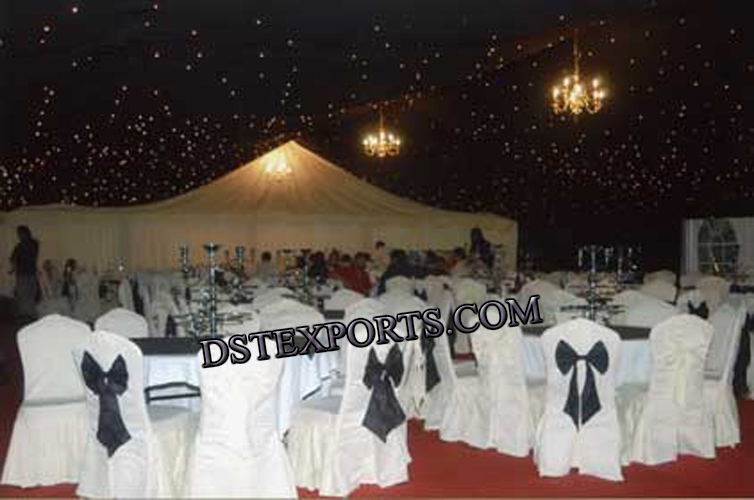 WEDDEING WHITE CHAIR COVER WITH BLACK TIE BACK