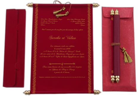 WEDDING RED VELVET SCROLL CARD