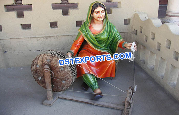 Wedding Charkha Lady Statue