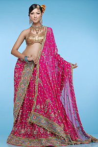 WEDDING PINK EMBROIDERY SAREE