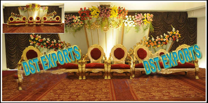 WEDDING GOLDEN MAROON FURNITURE