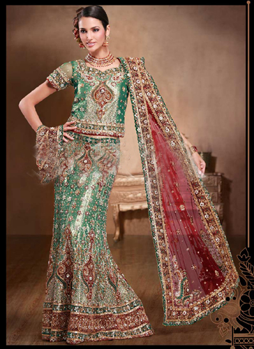 BRIDAL GREEN EMBROIDERY LEHENGA