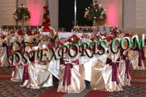 WEDDING CHAIR COVER WITH MAROON SASHAS