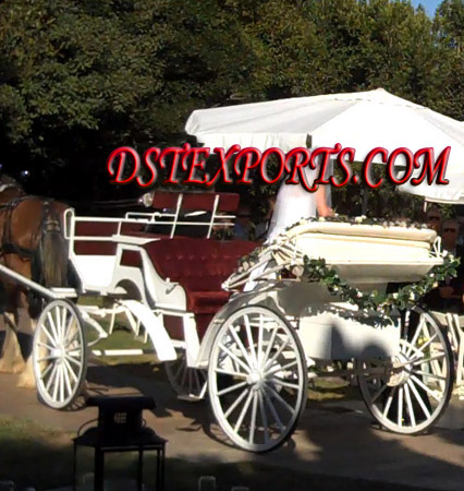 NEW WHITE COVERED VICTORIA HORSE CARRIAGE