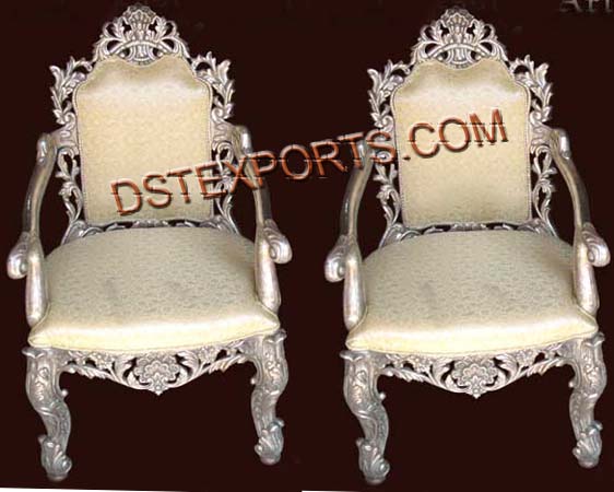 WEDDING SILVER CARVING METAL CHAIRS