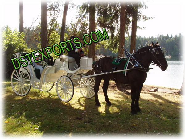 WHITE VICTORIA HORSE CARRIAGES