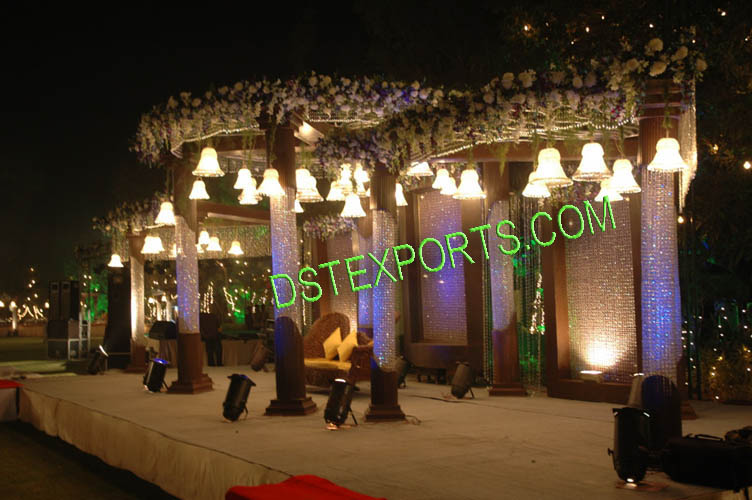 WEDDING CRYSTAL MANDAP WITH CRYSTAL BACKDROP