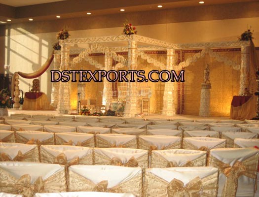 WEDDING WHITE GOLDEN DEV MANDAP