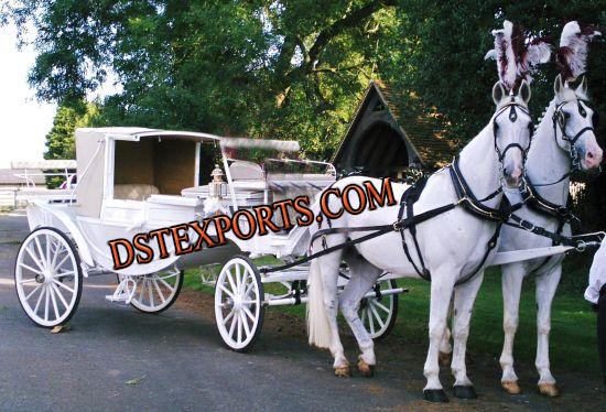 WHITE DOUBLE HORSE CARRIAGE