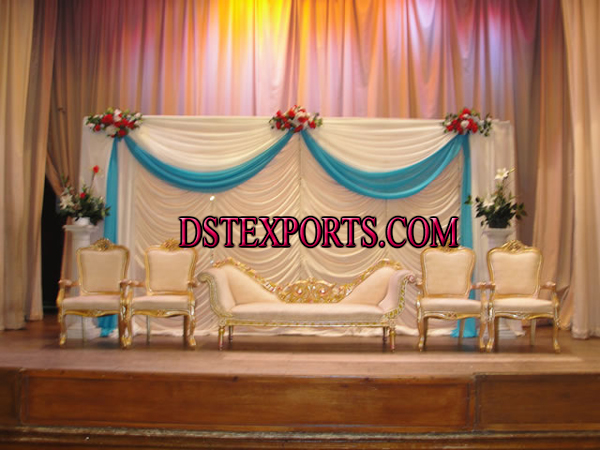 LATEST WEDDING STGAE WITH GOLDEN FURNITURE