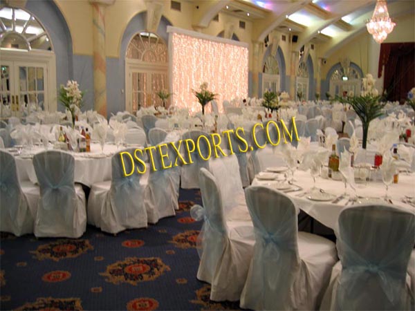 WEDDING WHITE CHAIR COVERS  WITH SASHAS