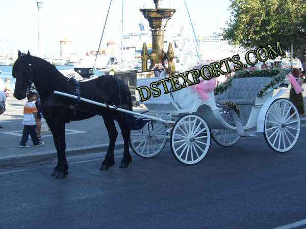 NEW WHITE VICTORIA HORSE CARRIAGE