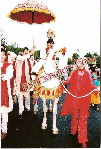 WEDDING  EMBROIDERED  HORSE COSTUME WITH UMBRELLA