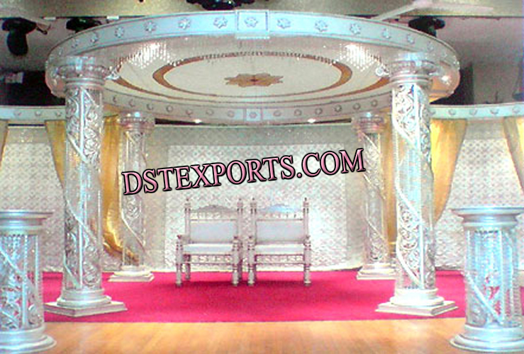 WEDDING SILVER CARVED CRYSTAL MANDAP