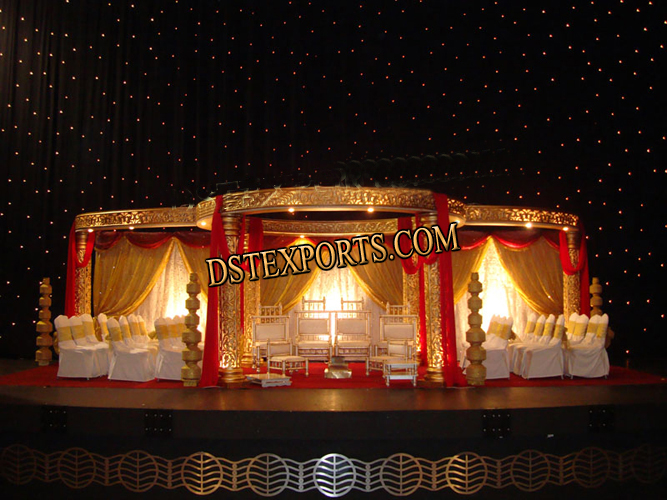 NEW WEDDING GOLDEN FLOWER MANDAP