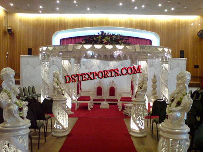 WEDDING SIX PILLARS FIBER CRYSTAL MANDAP