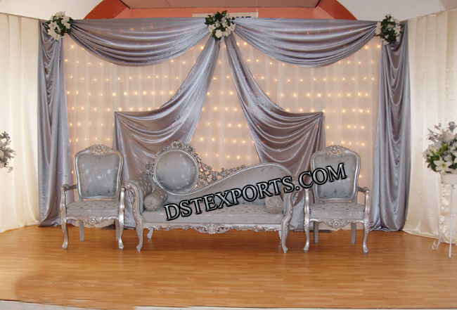 ASIAN WEDDING SILVER FURNITURE SET