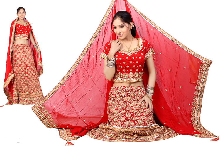 INDIAN WEDDING RED DESIGNER  LEHENGA CHOLI