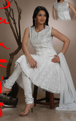 INDIAN WEDDING ANARKALI WHITE SUIT