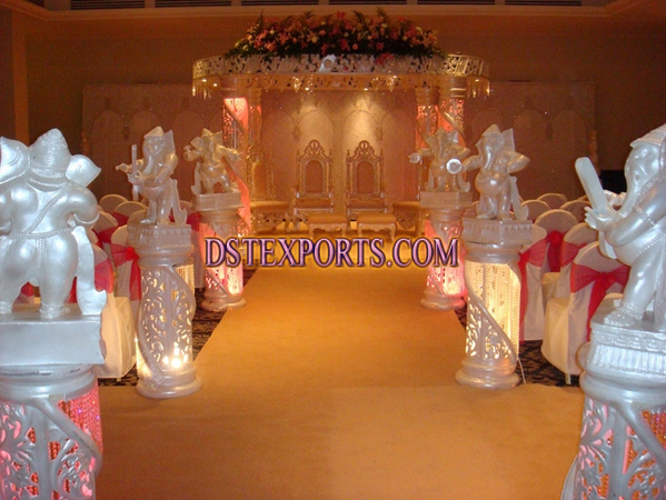 WEDDING SIX PILLAR FIBER CRYSTAL MANDAP