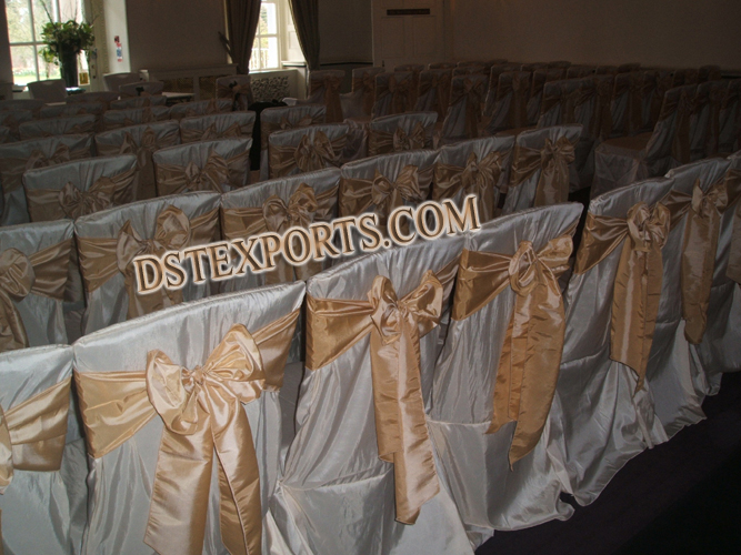 WEDDING CHAIR COVERS WITH SATIN SASHA