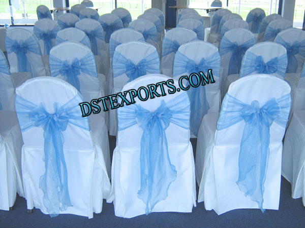 WEDDING CHAIR COVER WITH SKBLUE SASHAS