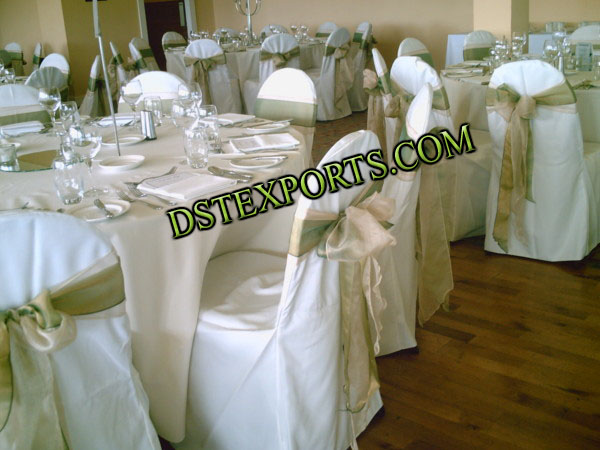 WEDDING LYCRA CHAIR COVERS WTH SATIN SASHA